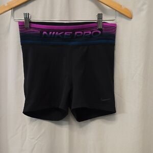 Nike Black Shorts with Purple-to-Blue Gradient Waistband